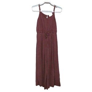 Saturday Sunday ANTHROPOLOGIE burgundy sleeveless jump suit 25" inseam womens XS